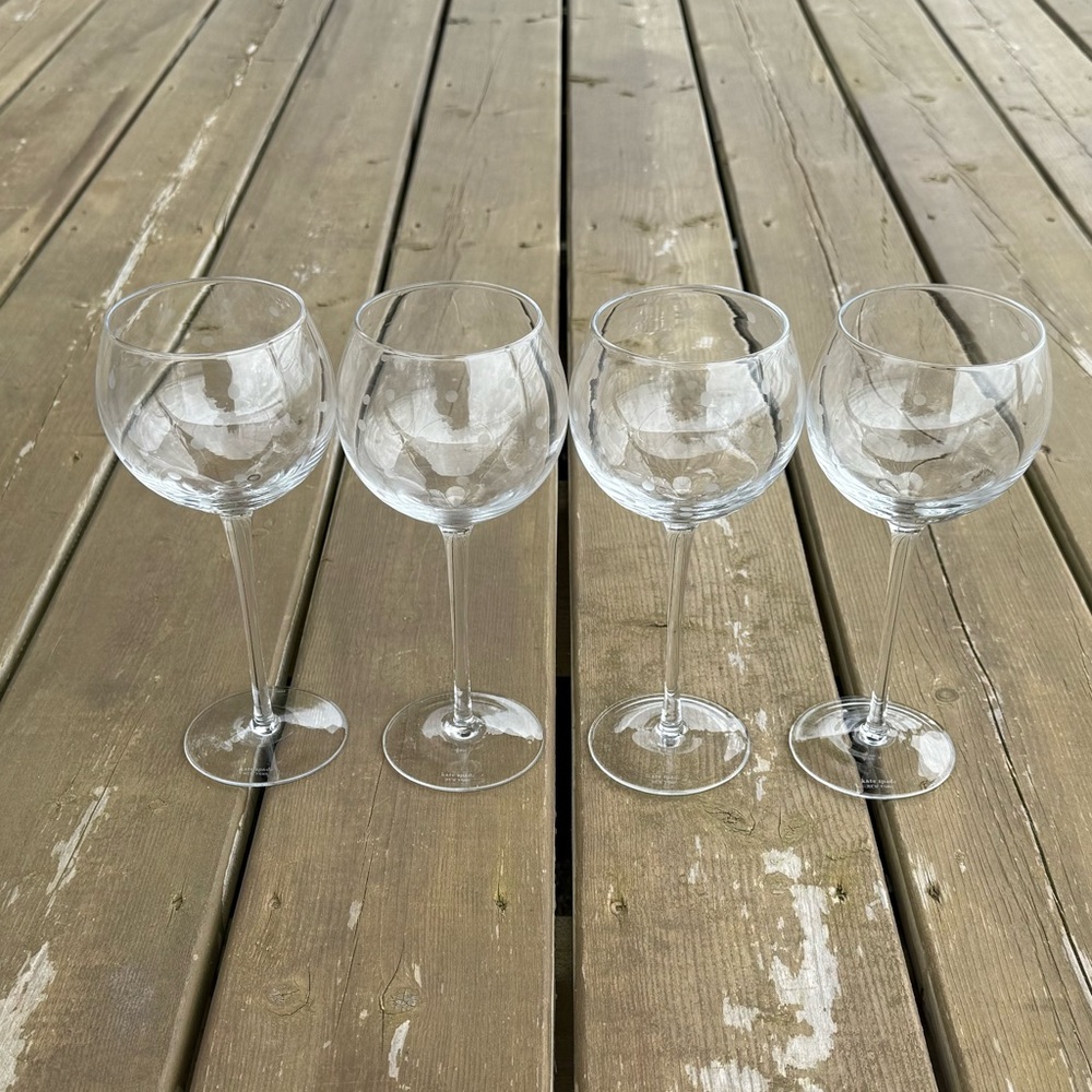 Kate Spade x Lenox Set of Four Larabee Dot Ballon Wine Glasses